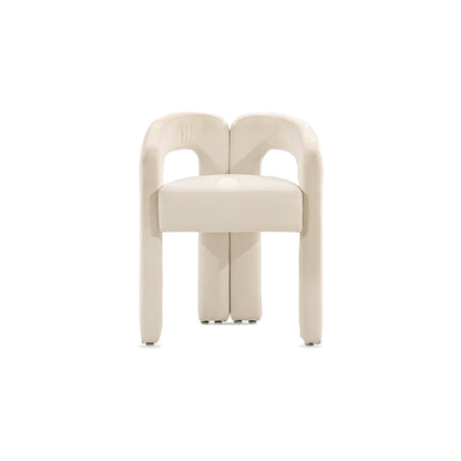 Beige chair with a unique design on a white background