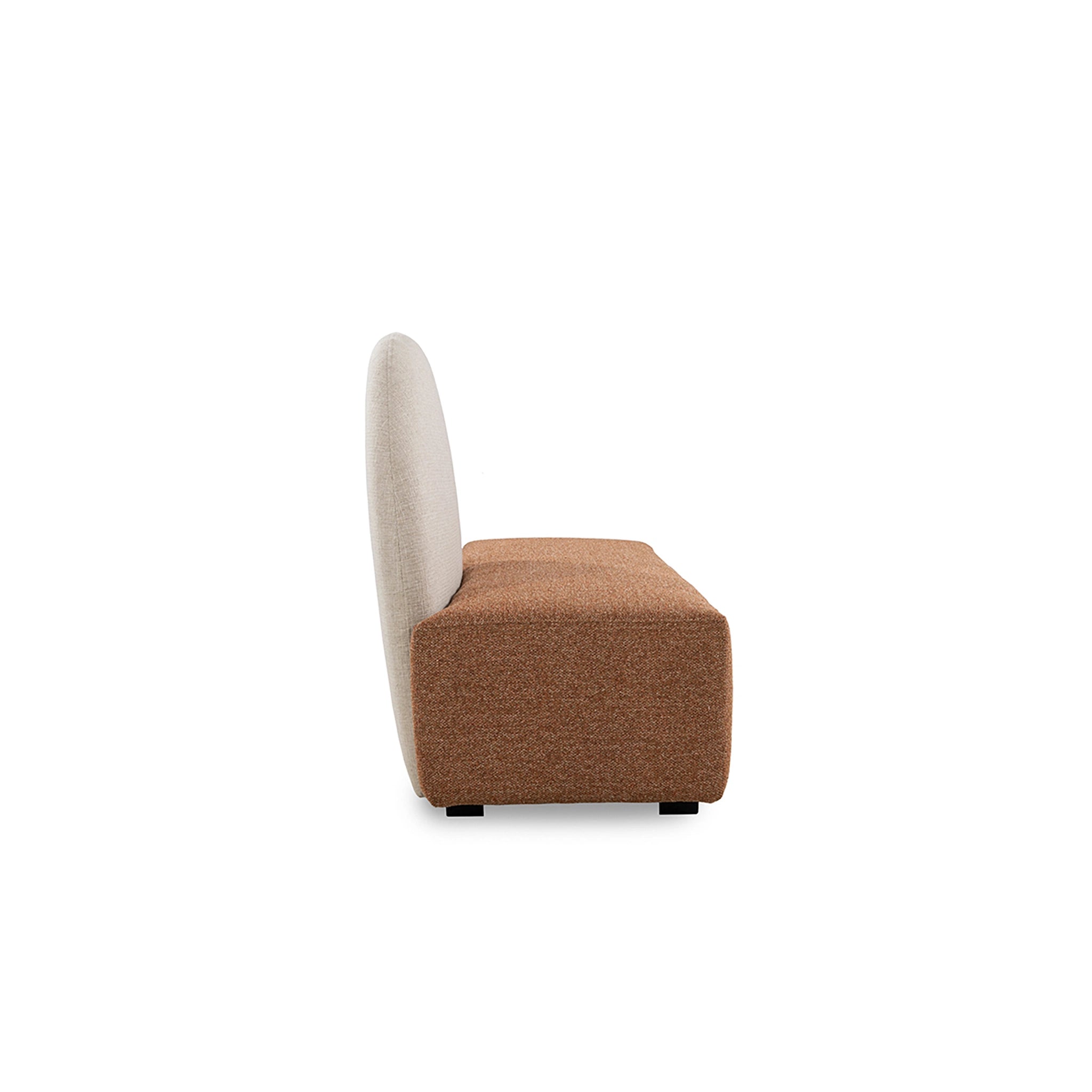 Brown upholstered chair with beige backrest on a white background
