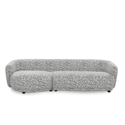 Gray sofa with a wavy pattern on a white background