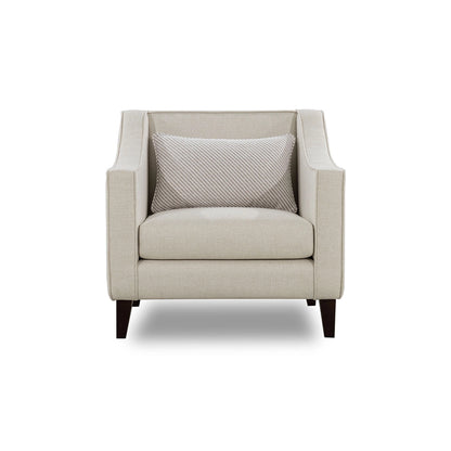 Beige armchair with a pillow on a white background