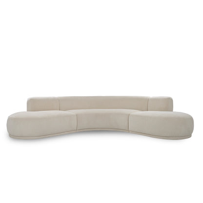 Beige curved sofa on a white background