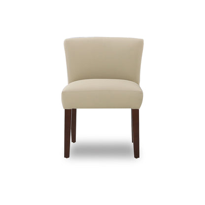 Beige chair with wooden legs on a white background