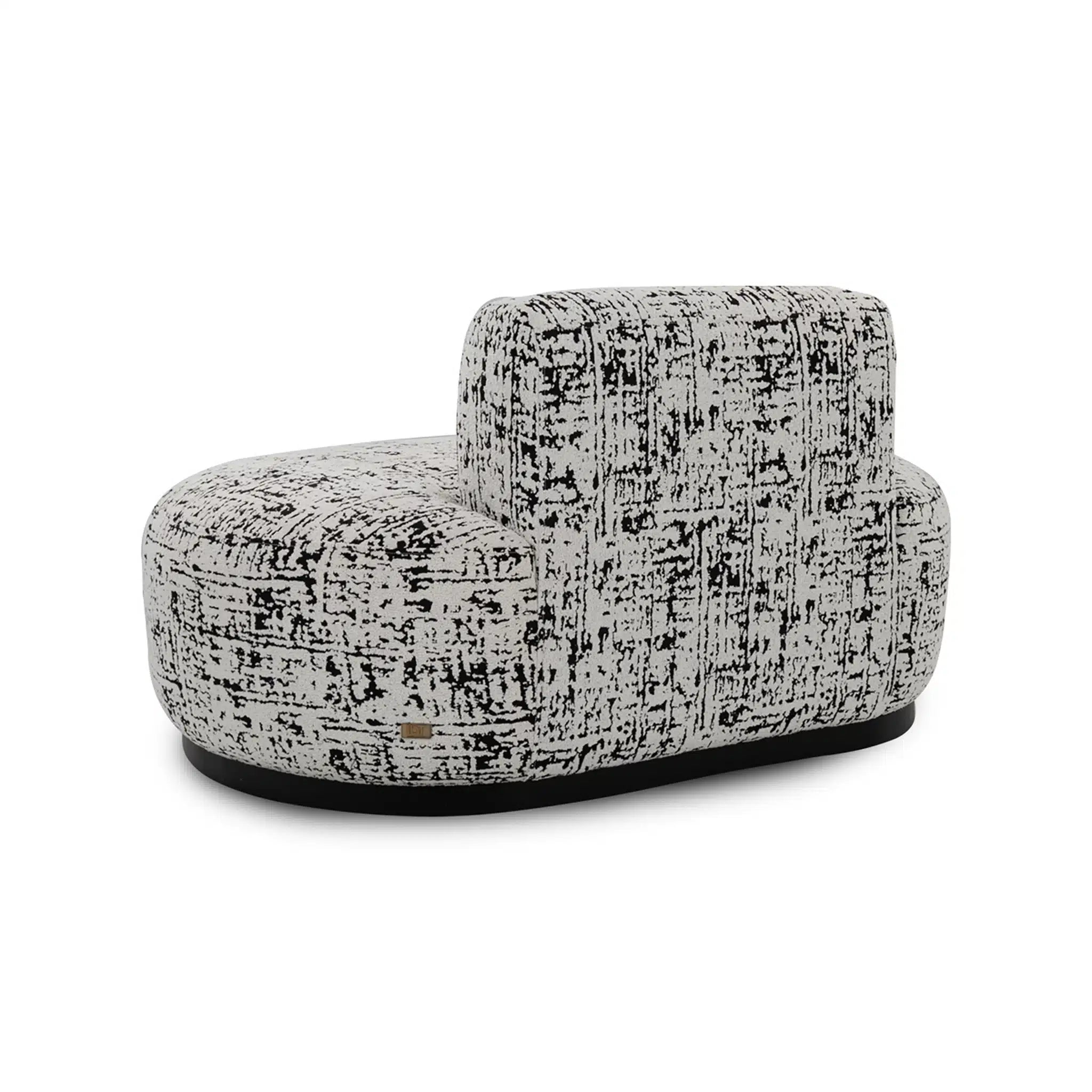 Textured armchair with black and white pattern on a white background