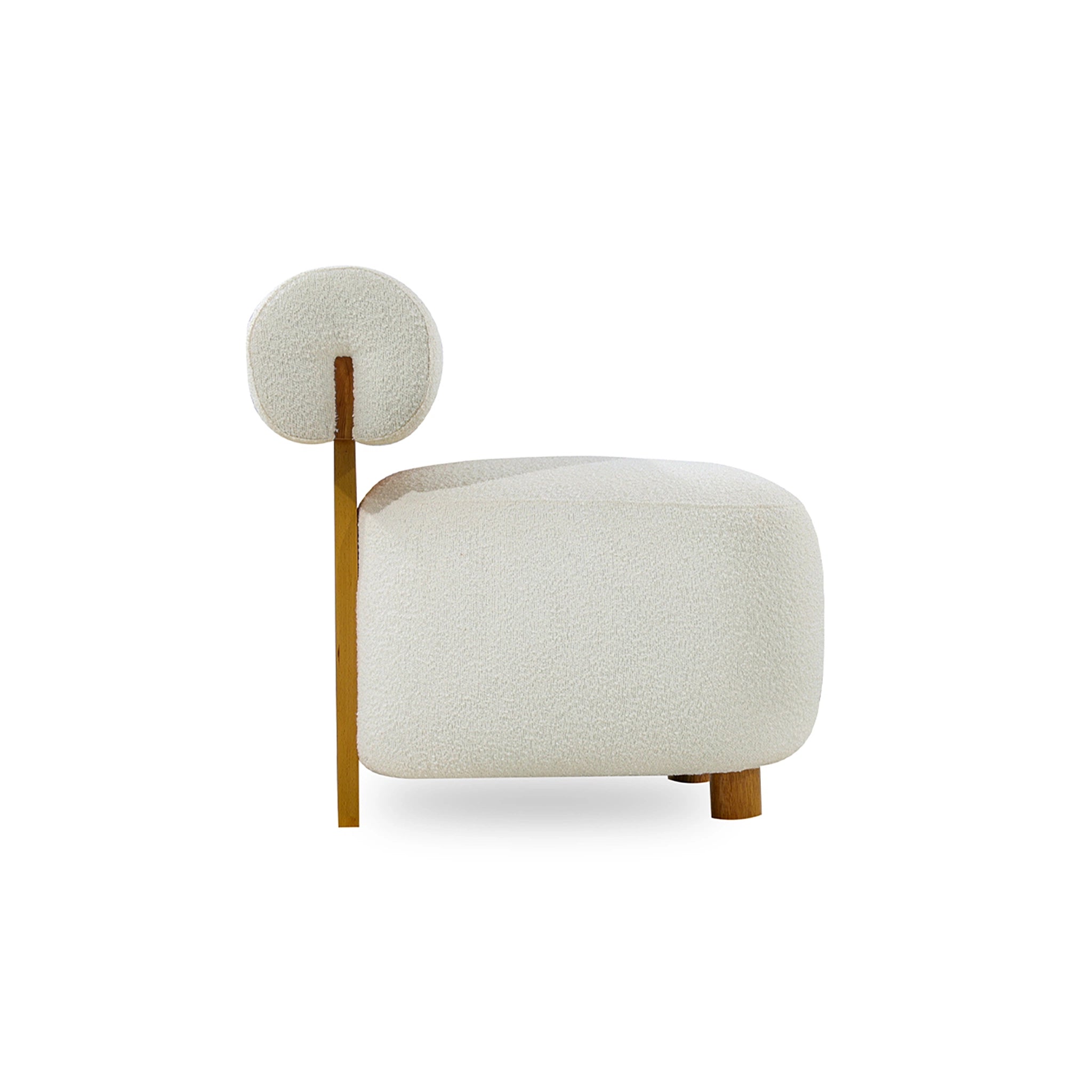 Modern chair with a round seat and cylindrical backrest on a white background