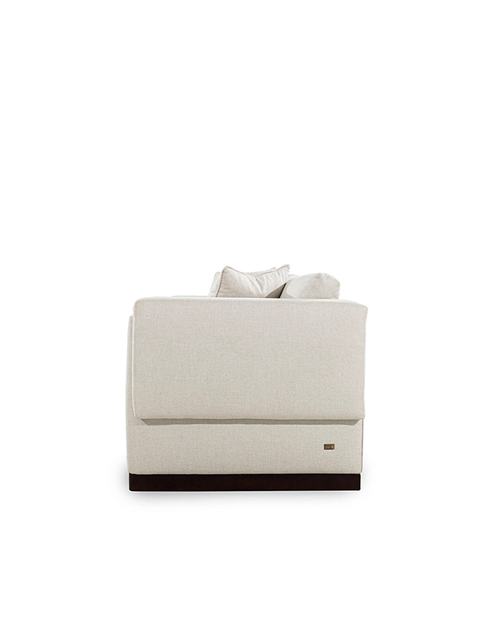 White armchair with a dark base on a white background