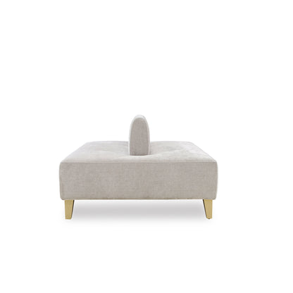 Beige ottoman with a cylindrical cushion on a white background