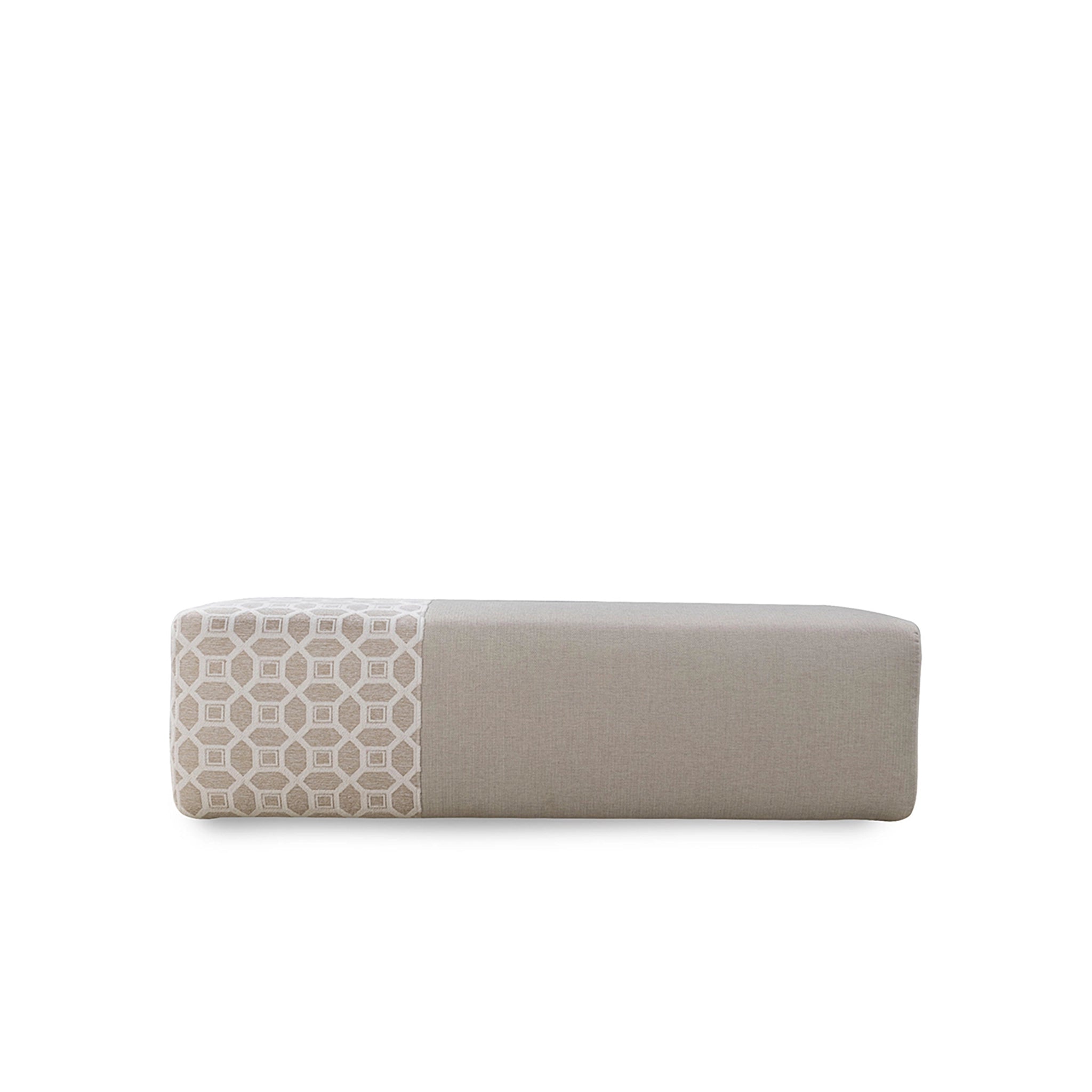 Rectangular cushion with geometric pattern on a white background