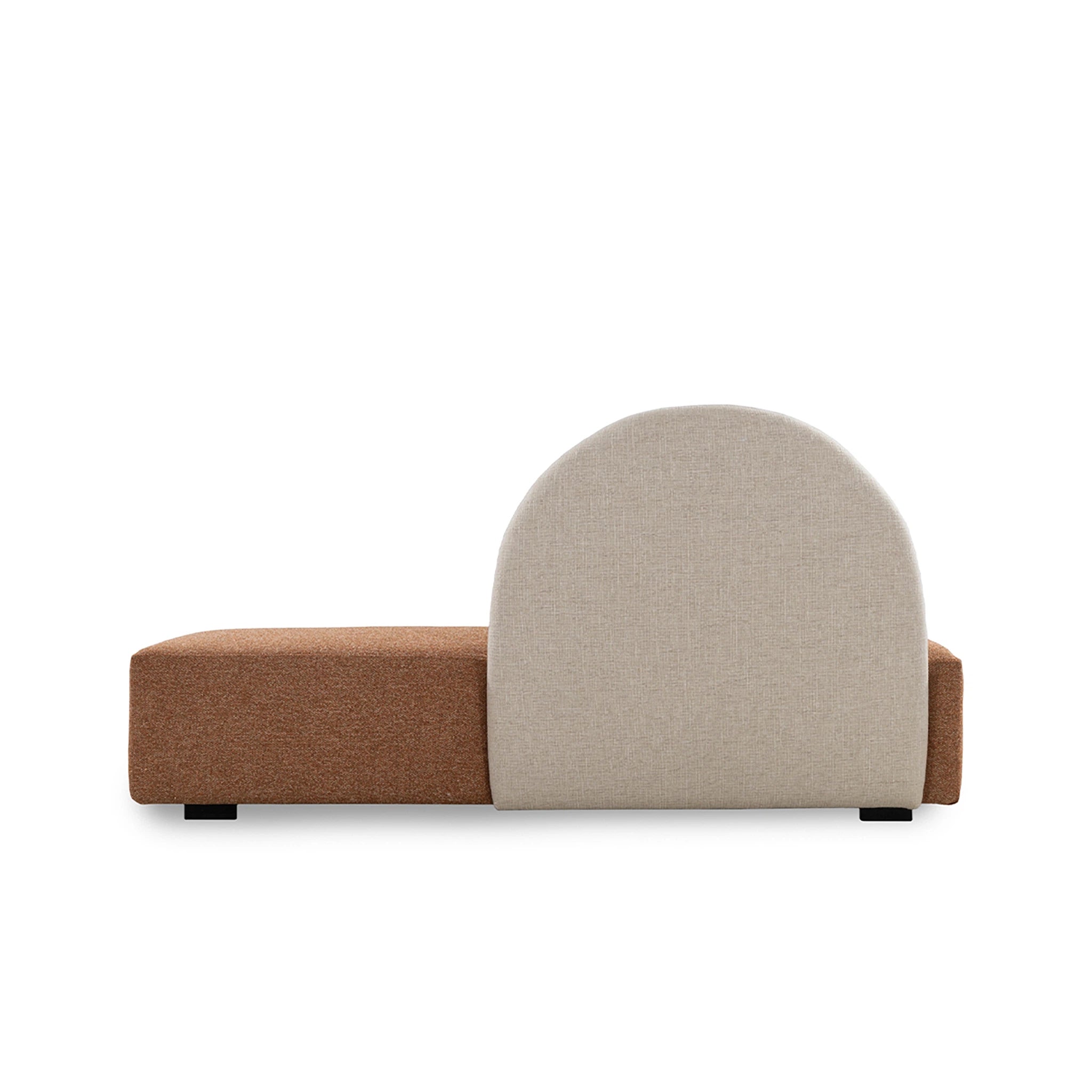 Two-toned sofa with beige and brown sections on a white background