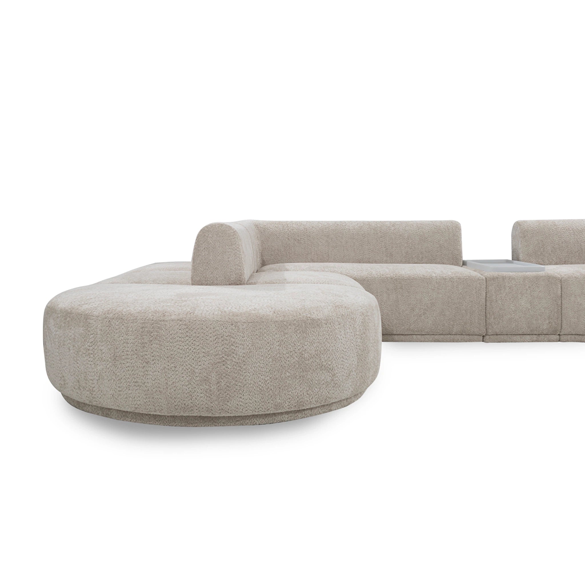 Beige modular sofa on a white background