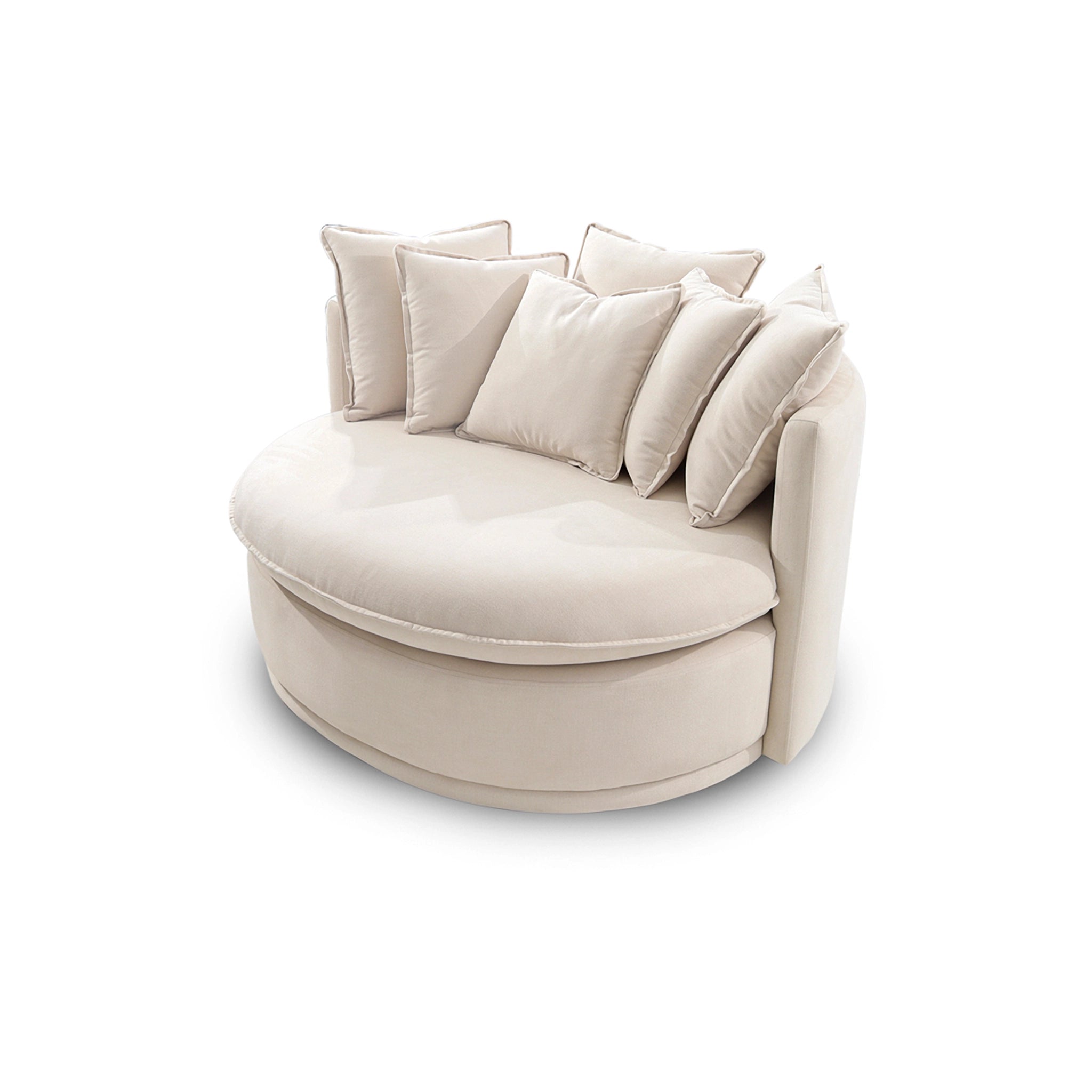 Beige armchair with cushions on a white background