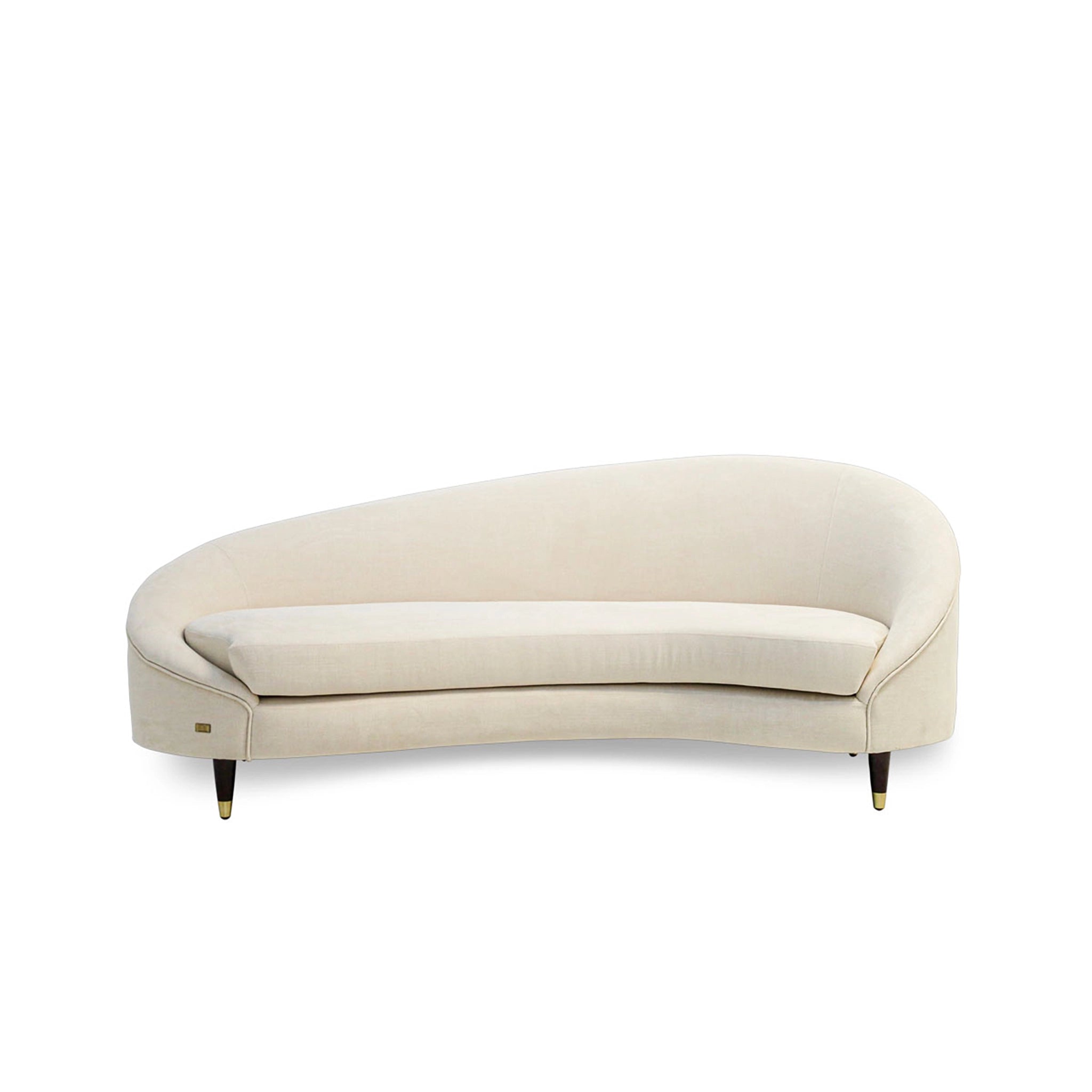 Beige curved sofa on a white background
