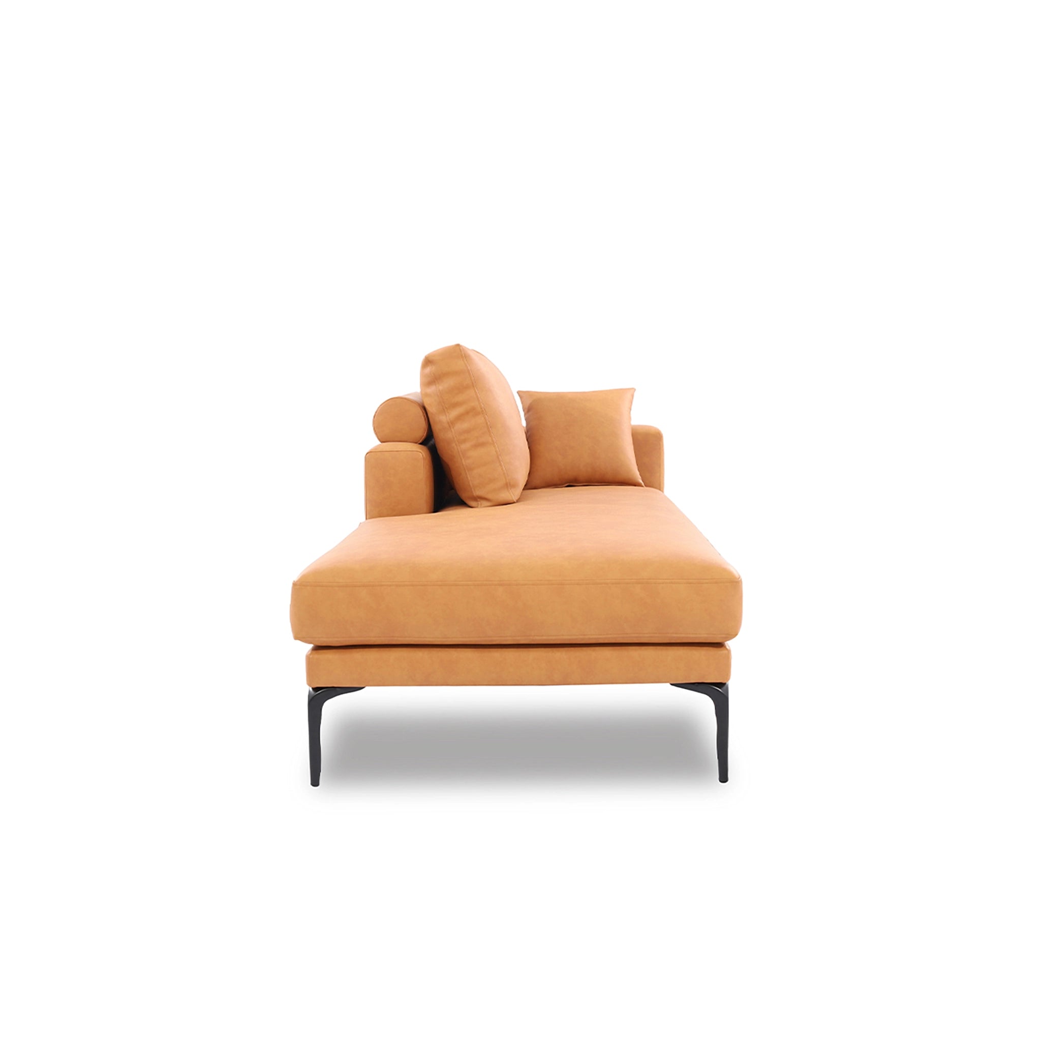 Orange armchair with a pillow on a white background