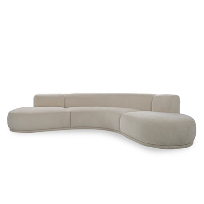 Beige curved sofa on a white background