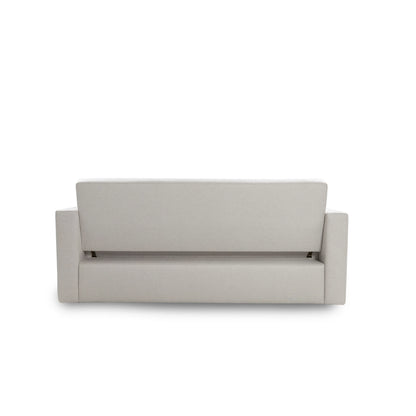 Gray upholstered headboard on a white background