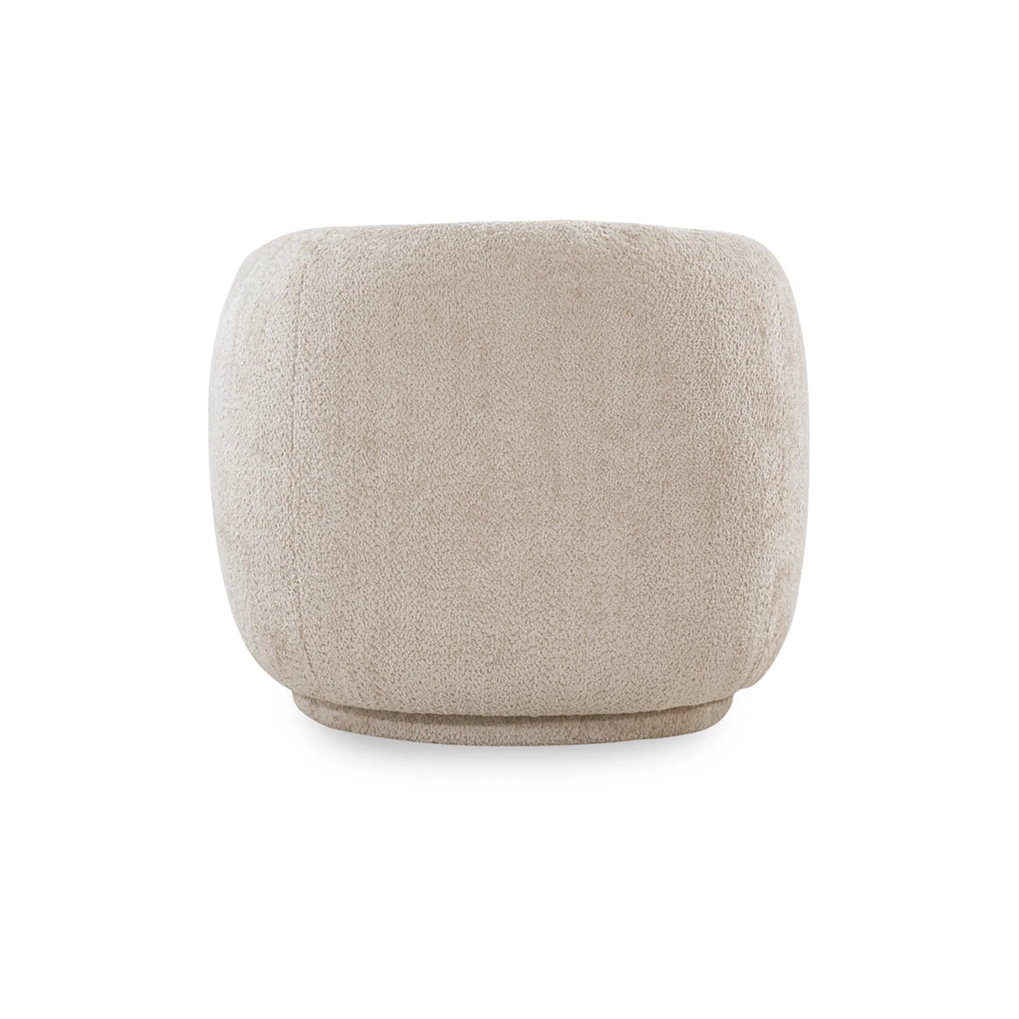 Beige fabric ottoman on a white background