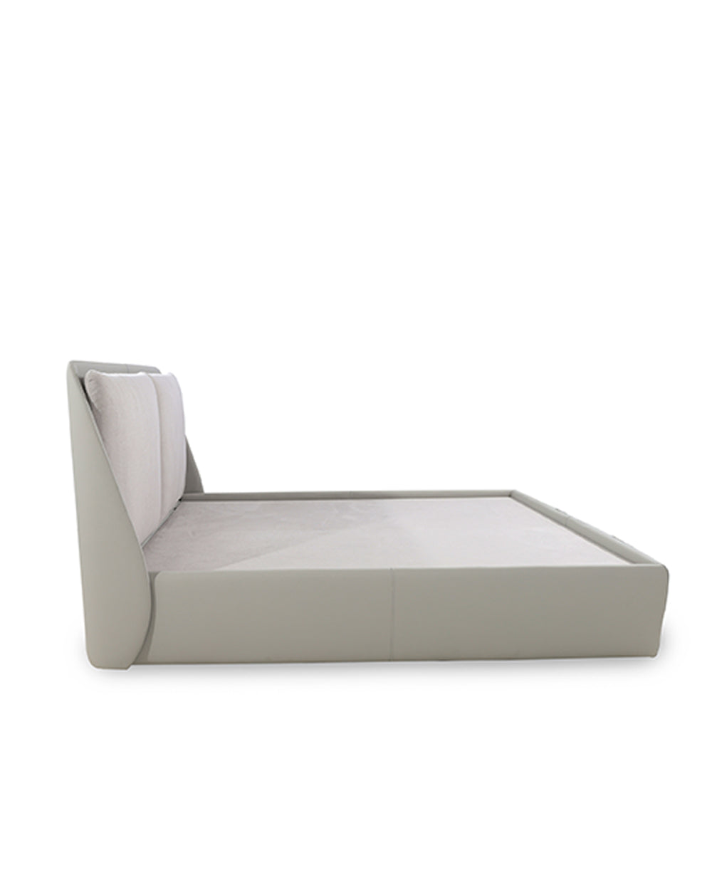 Gray bed frame on a white background