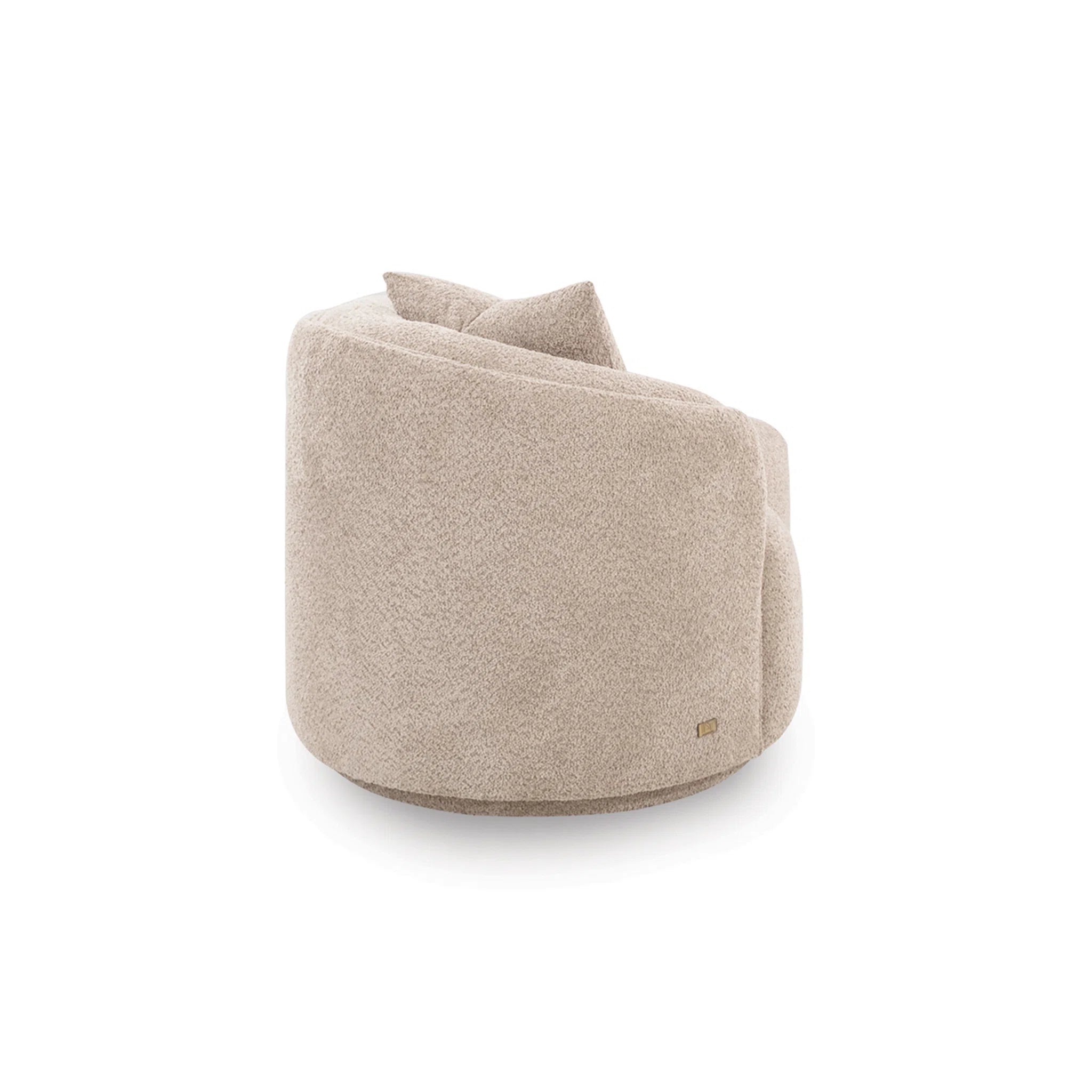 Beige fabric product with a small logo on a white background