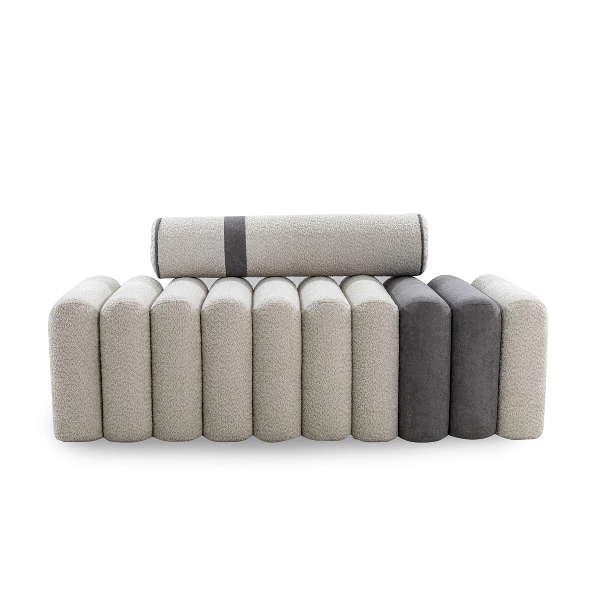 Set of modular sofa components on a white background