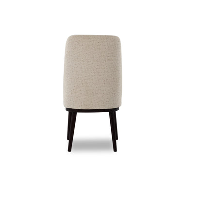 Beige chair with black legs on a white background