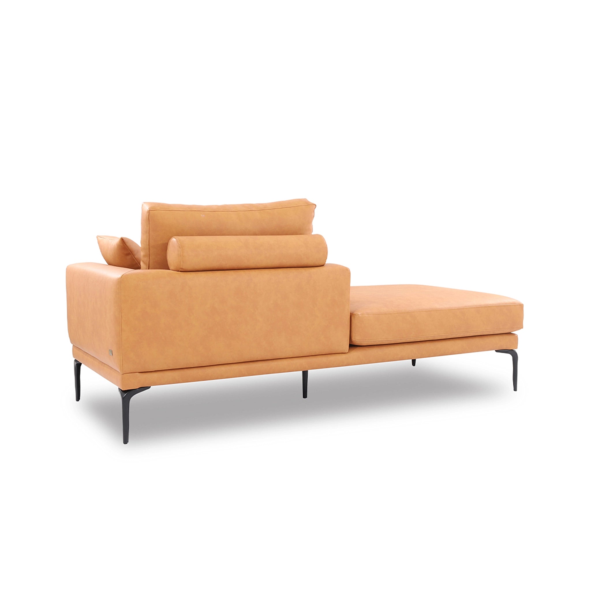 Orange sofa with cushions on a white background