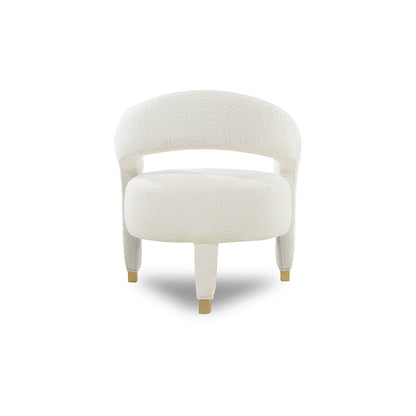 White armchair with a matching ottoman on a white background