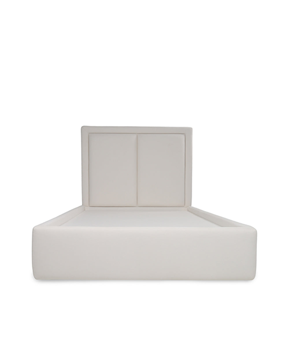 White upholstered headboard on a white background