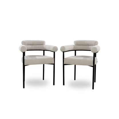 Two modern chairs with gray cushions and black frames on a white background