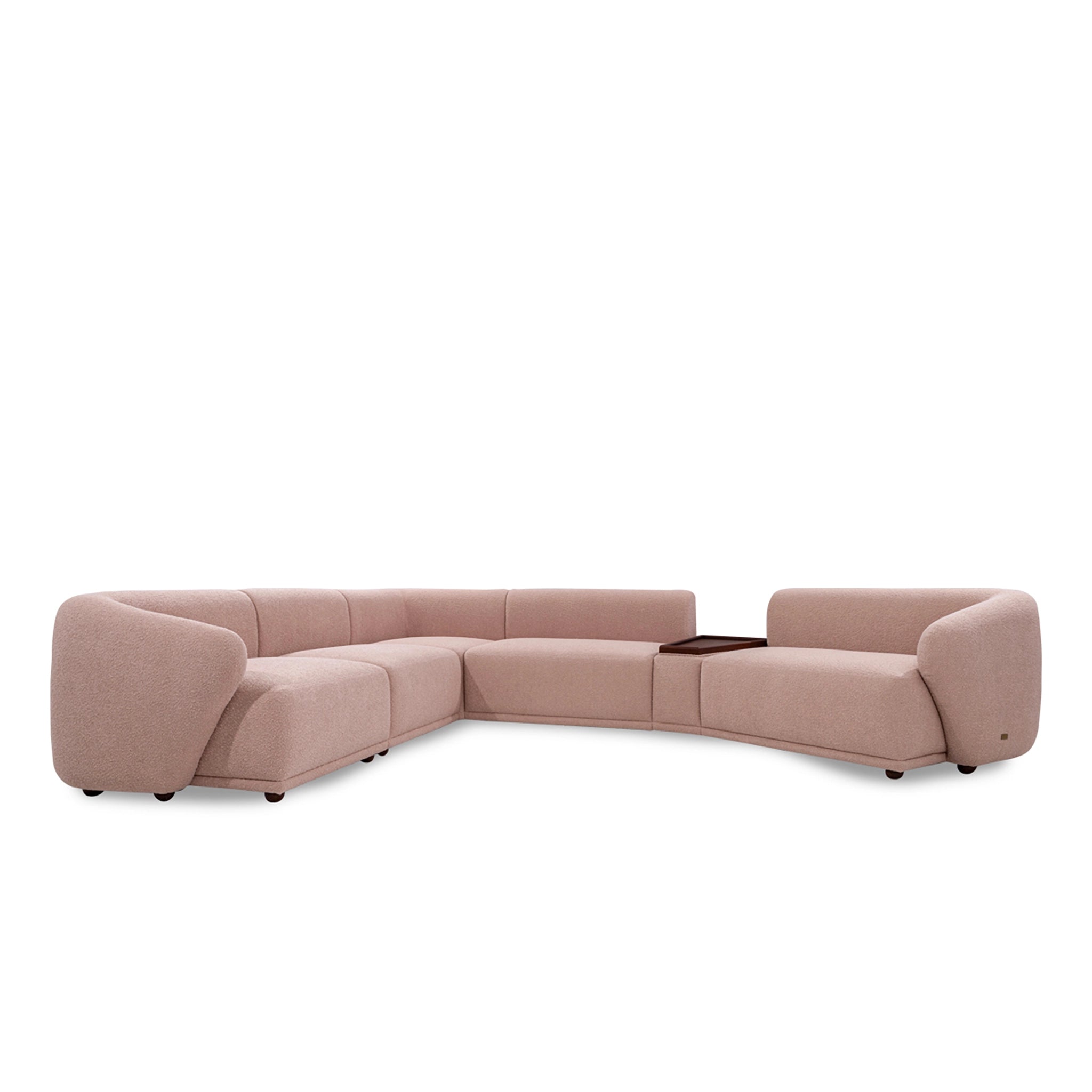 Sectional sofa with a coffee table on a white background