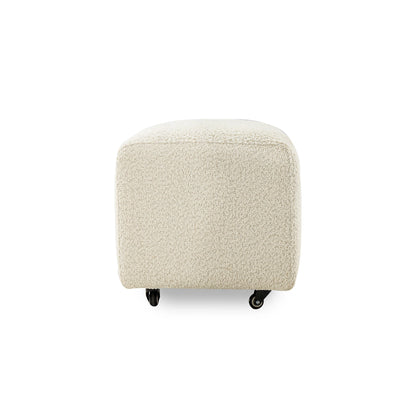 Beige ottoman with wheels on a white background