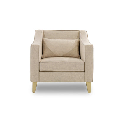 Beige armchair with a pillow on a white background