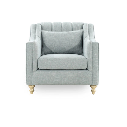 Gray armchair with a pillow on a white background