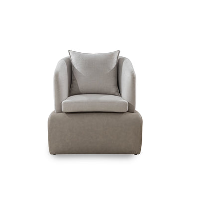 Gray armchair with a cushion on a white background