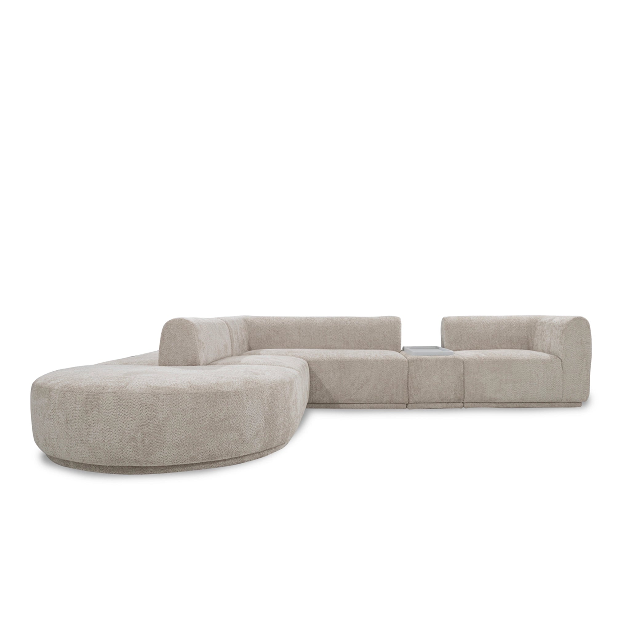 Beige sectional sofa on a white background