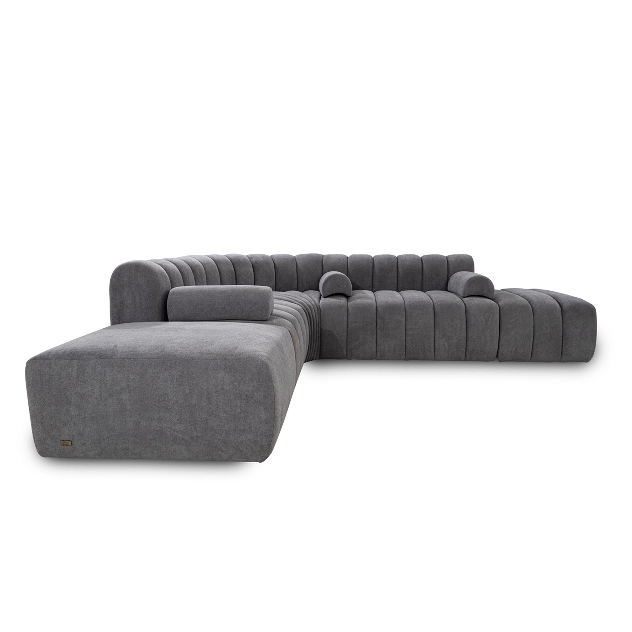 Gray sectional sofa on a white background