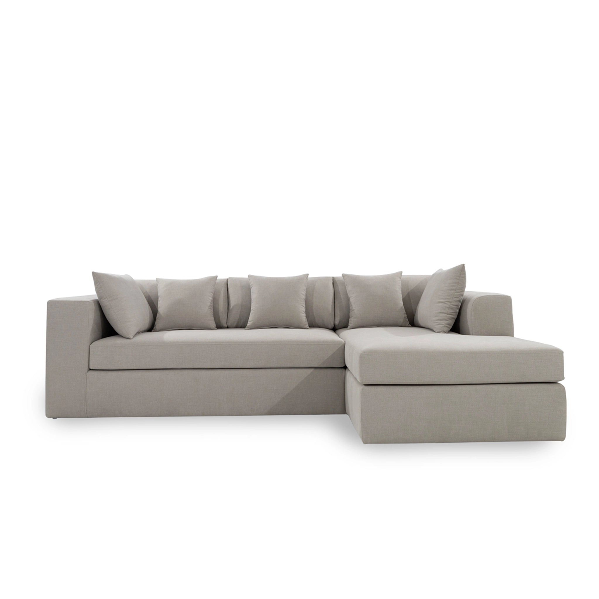 Gray sectional sofa on a white background