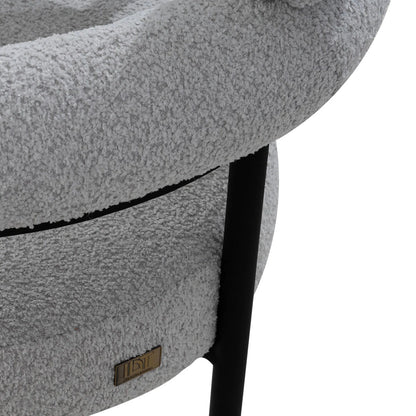 Gray textured chair with a visible brand logo on a white background