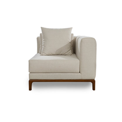 Beige corner sofa with a pillow on a white background