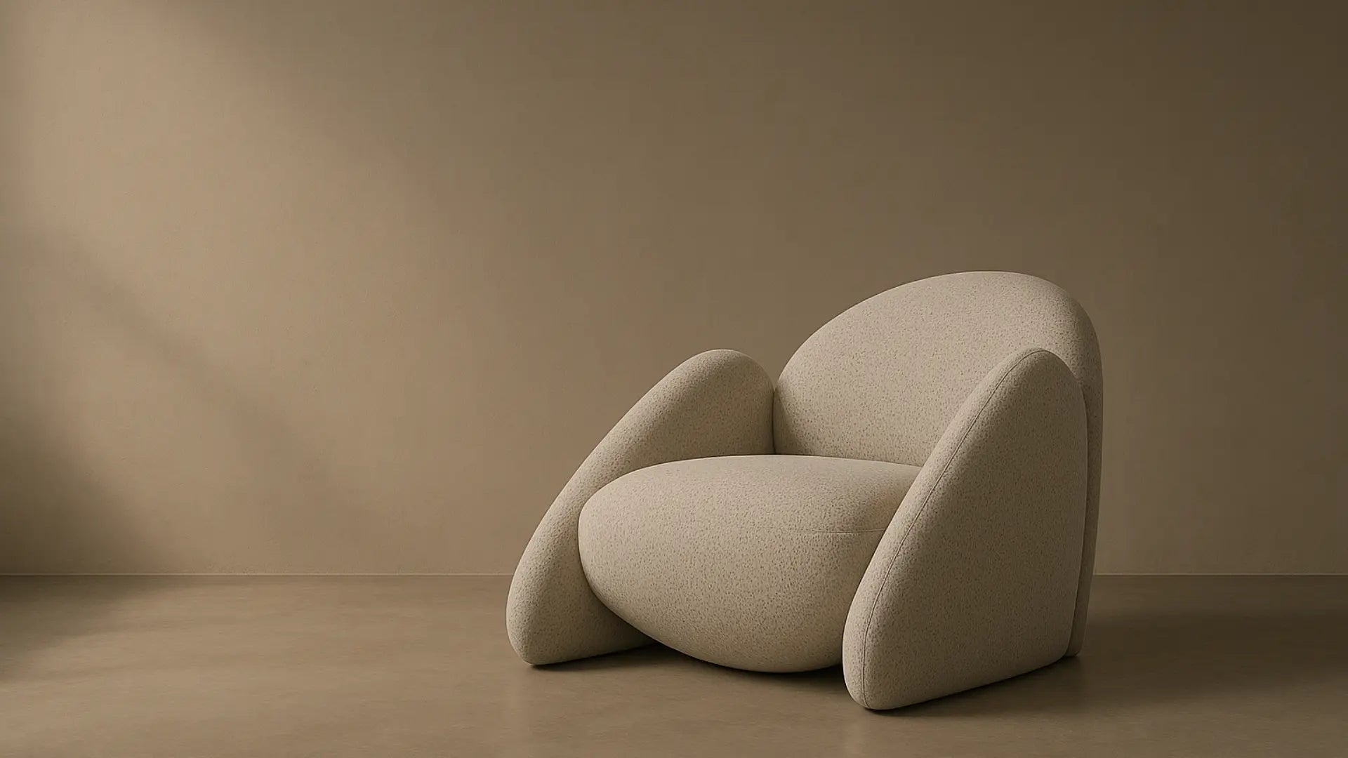 Beige armchair on a brown background