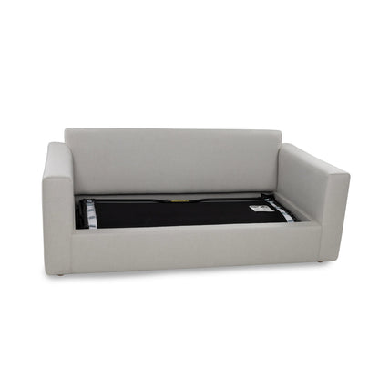 Gray sofa with a mattress inside on a white background