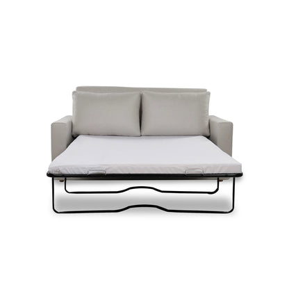 Gray sofa bed with mattress on a white background