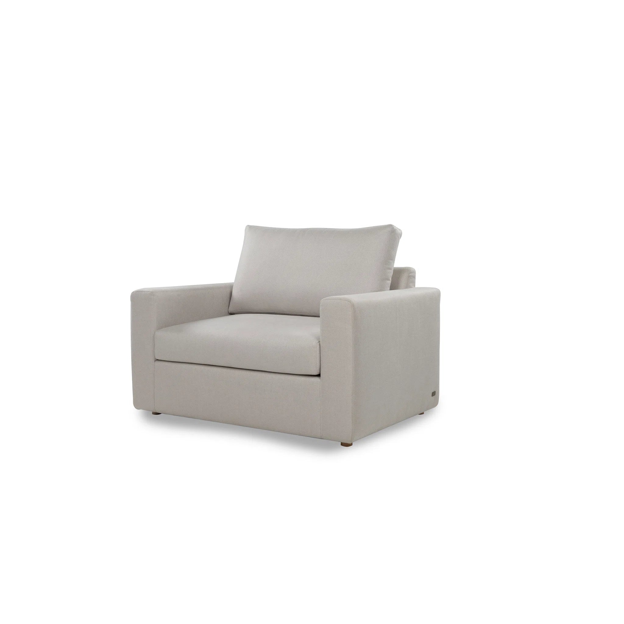 Light gray armchair with a pillow on a white background