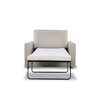 Gray armchair with a white cushion on a white background